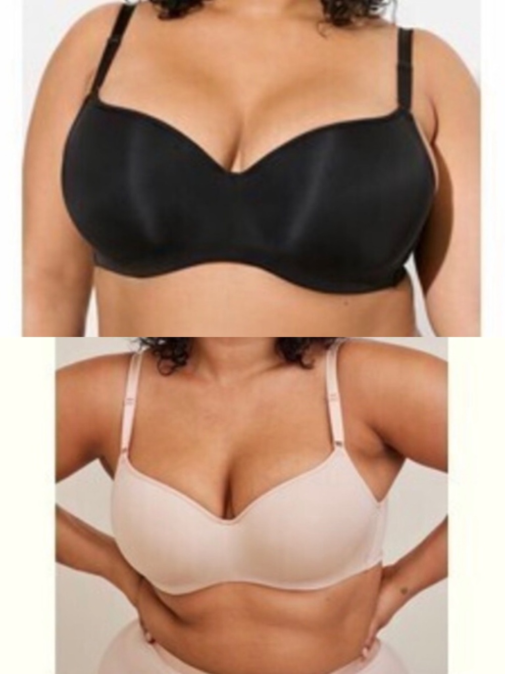 (2) Torrid 38C Full-Coverage Balconette Lightly Lined Smooth Bras Black & Nude